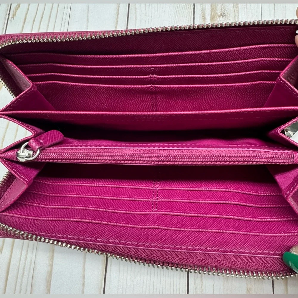 Coach Waverly Signature Accordion Zip Around Coated Canvas Wallet